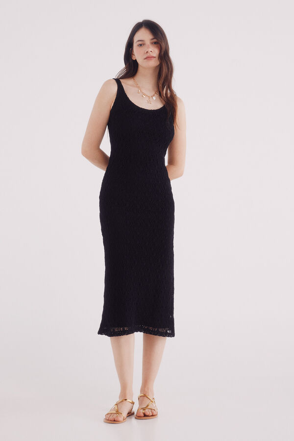Springfield Vestido midi crochet negro negro