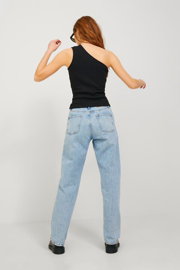 Jack & Jones Top rib assim&eacute;trico de mulher preto