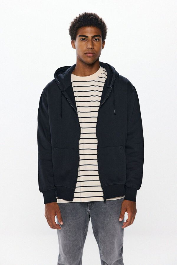 Springfield Sweatshirt b&aacute;sica com fecho-&eacute;clair preto