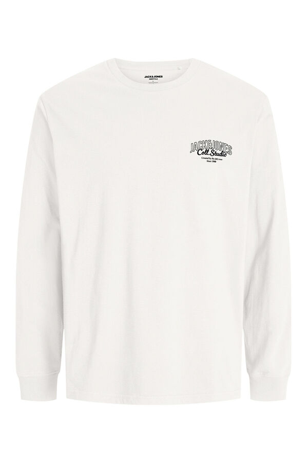 Jack & Jones Camiseta manga larga logo blanco