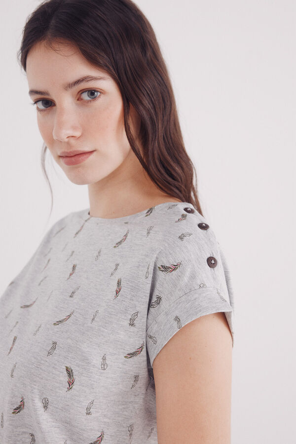 Springfield T-shirt com mangas e bot&otilde;es no ombro cinzento