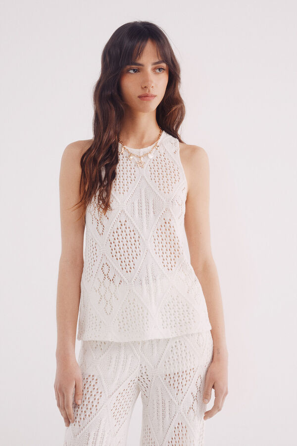 Springfield Top estrutura crochet bege