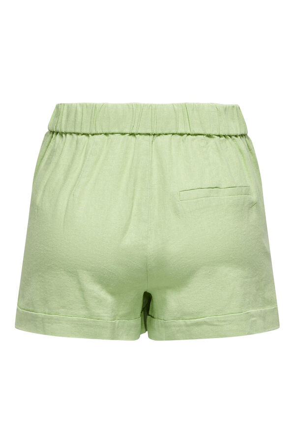 Springfield Shorts de lino tiro medio verde
