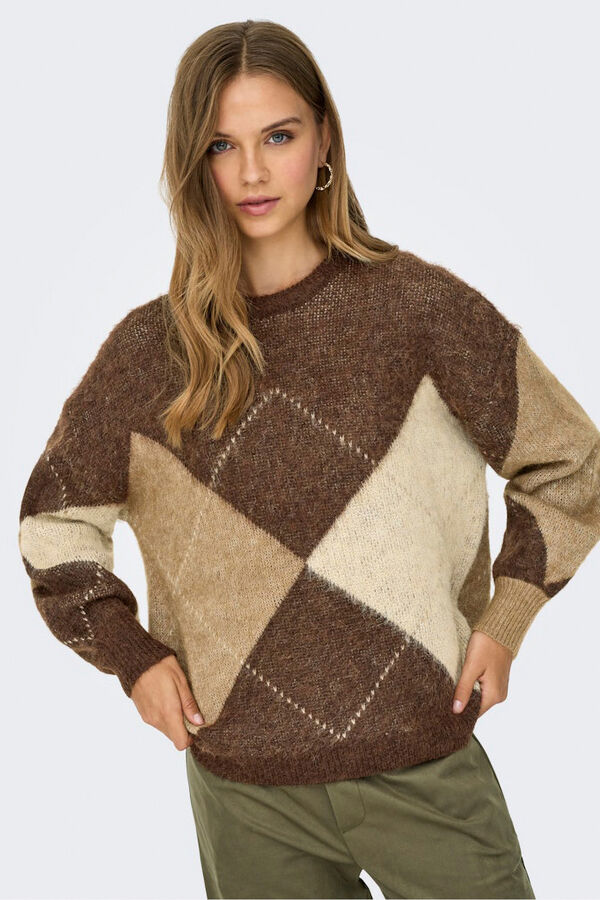 Only Jersey de rombos tostado