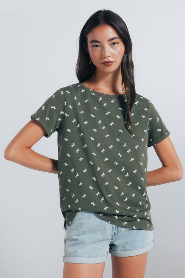 Springfield Camiseta estampada motivos pequeños verde