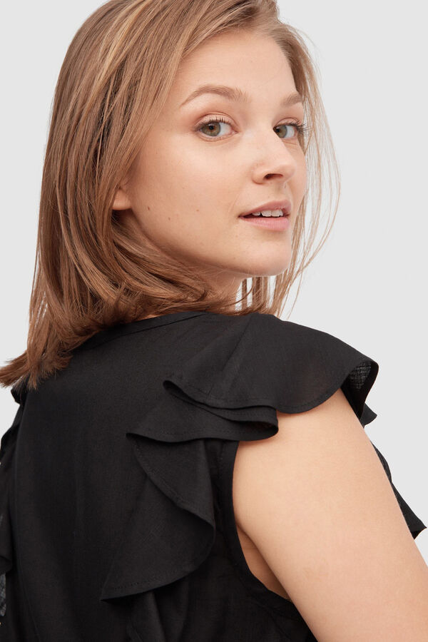 Inside Macacão Curto com Folhos preto