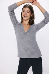 Springfield Camiseta decote com decote em bico cinzento