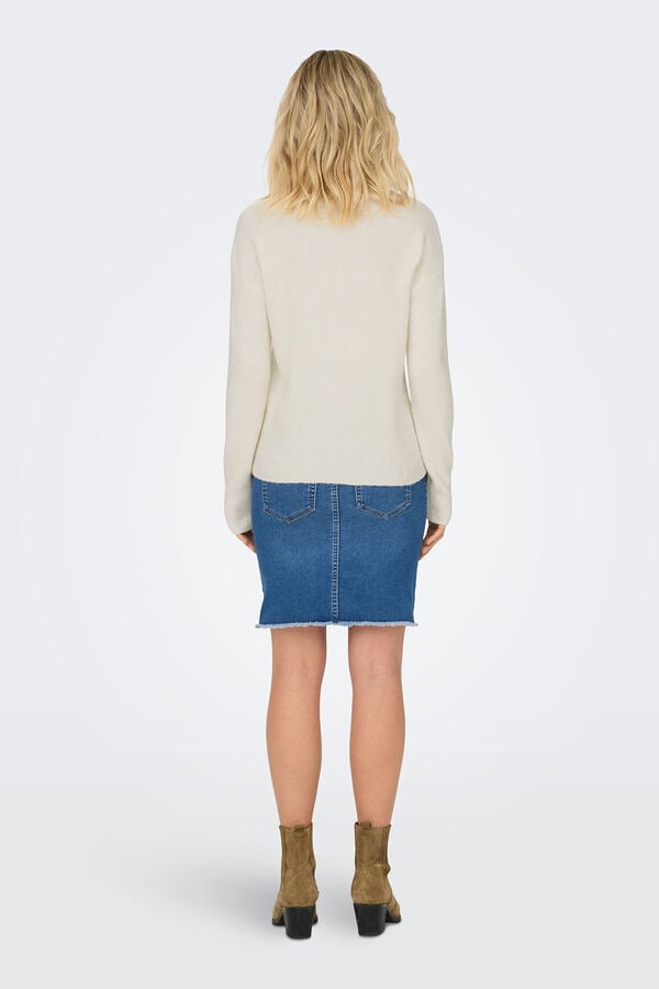 JDY Jersey liso de manga larga beige