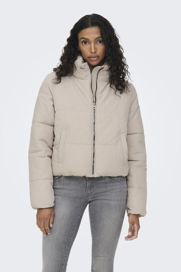 Only Sobretudo curto acolchoado cinzento