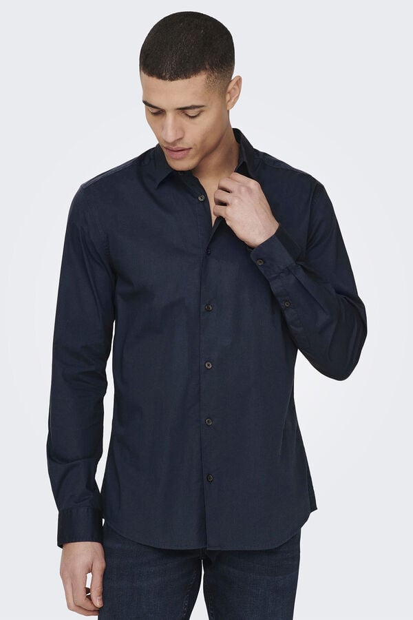 Only & Sons Camisa manga comprida Oxford azul