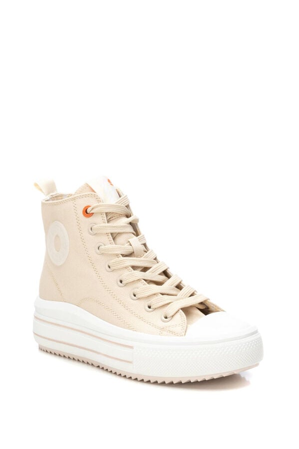 Refresh Bota Feminina Em Lona Bege  bege