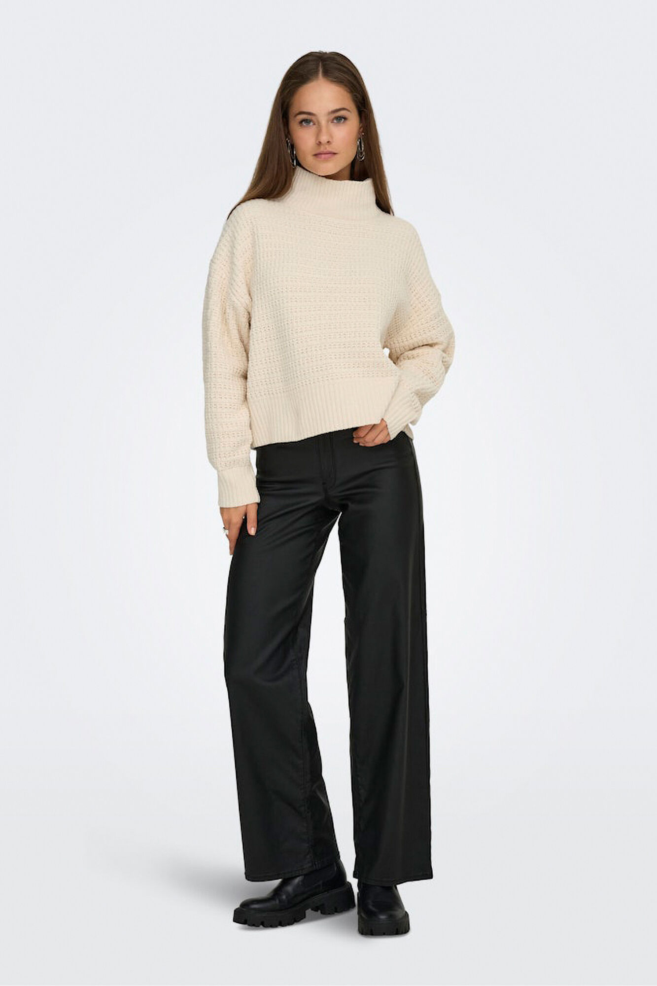 Only Camisola pointelle de gola alta