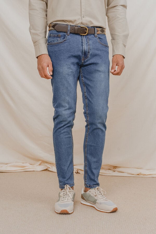 Celopman Jeans skinny b&aacute;sico azul