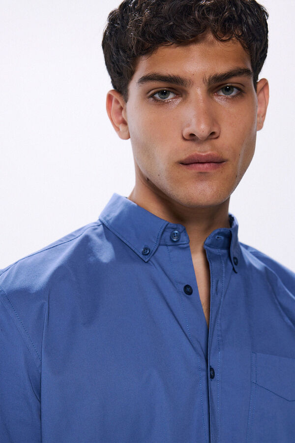 Springfield Camisa vestir tejido elástico azul