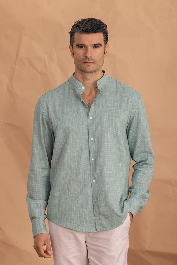 Celopman Camisa estruturada com gola Mao verde