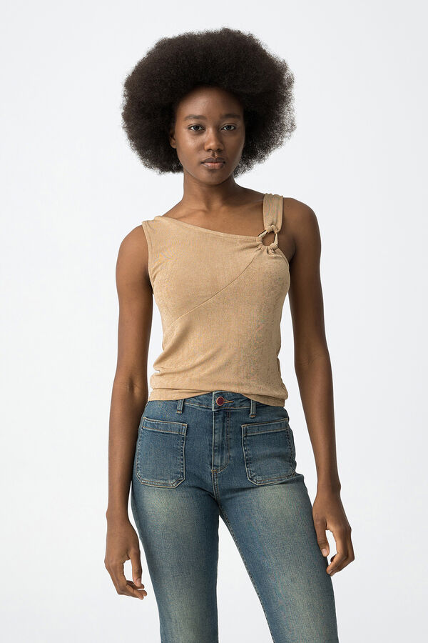 Tiffosi Camiseta de tirantes asim&eacute;trica con apliques tostado