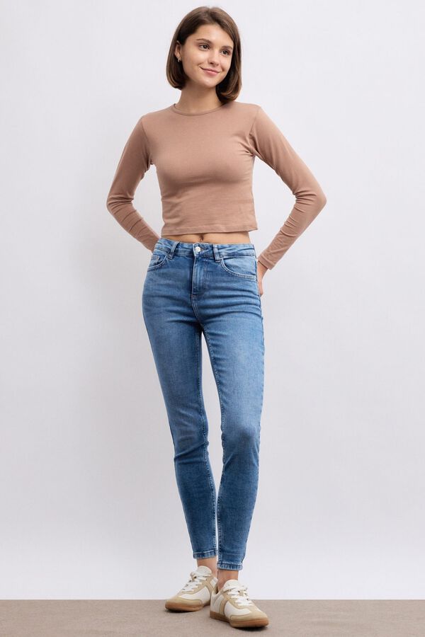 Inside Jeans Skinny de Cintura M&eacute;dia azul