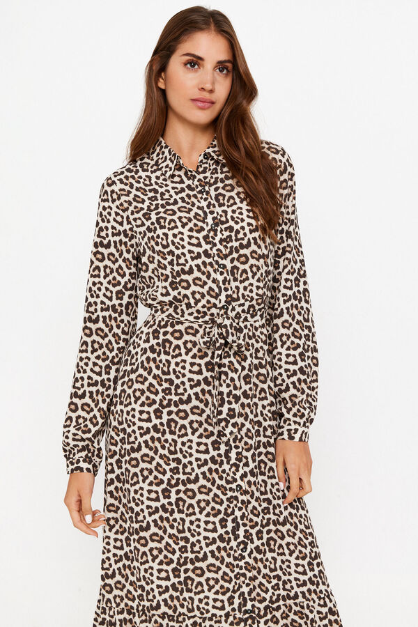 Only vestido de camisa curta castanho