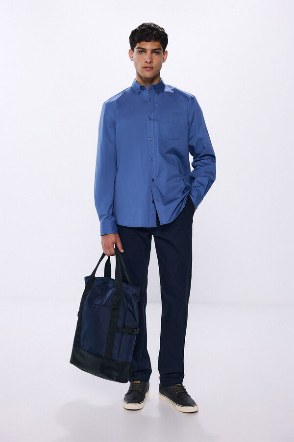 Springfield Camisa vestir tejido elástico azul