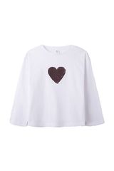 Springfield Kids Camiseta coraz&oacute;n lentejuelas ni&ntilde;a blanco