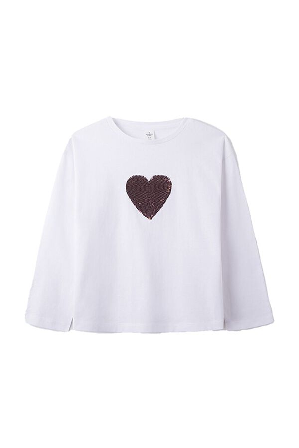 Springfield Kids Camiseta coraz&oacute;n lentejuelas ni&ntilde;a blanco