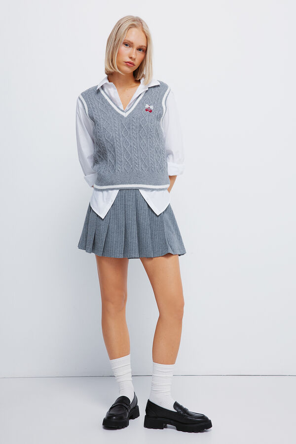 Springfield Chaleco punto bordado cereza gris