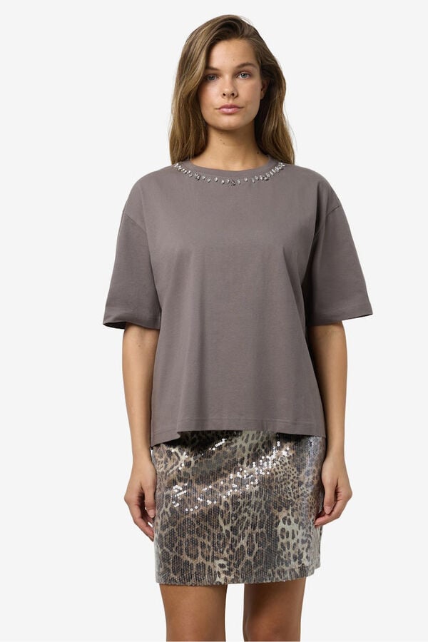 Noisy May camiseta joya cuello gris