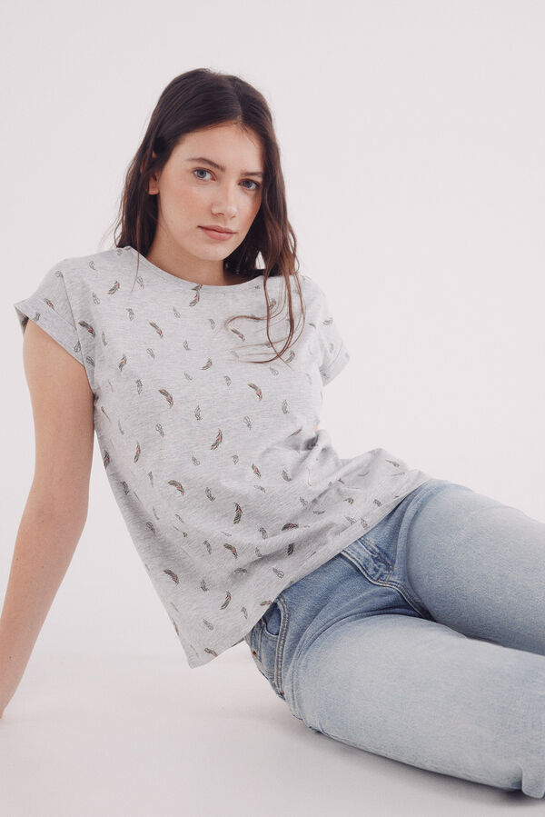 Springfield T-shirt com mangas e bot&otilde;es no ombro cinzento