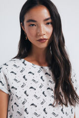 Springfield Camiseta estampada motivos pequeños beige