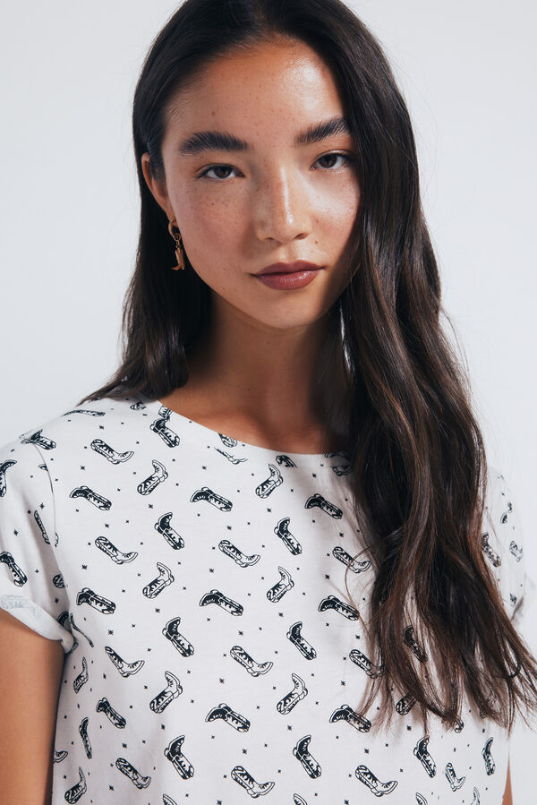 Springfield Camiseta estampada motivos pequeños beige