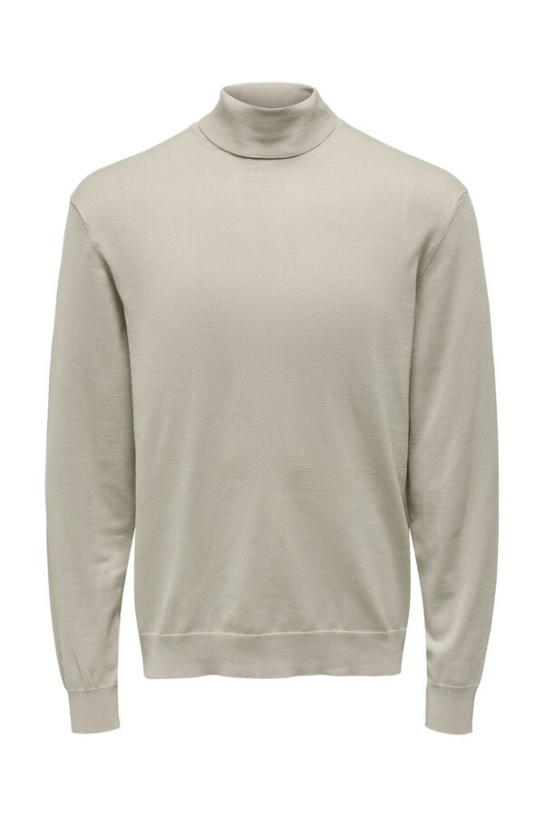 Only & Sons Camisola gola dobrada cinzento