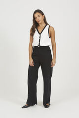 Brave Soul Chaleco de punto con cuello pico blanco