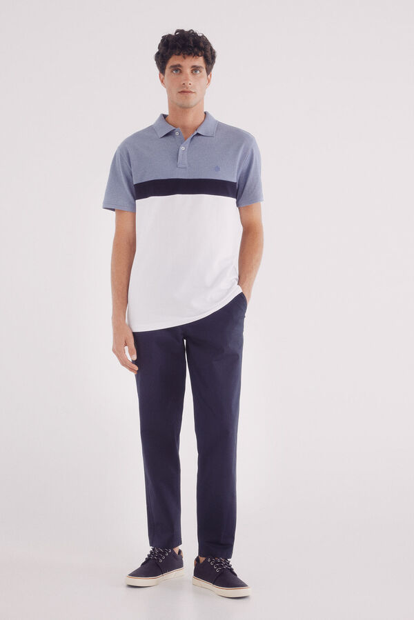 Springfield Polo piqué bloques color slim fit azul