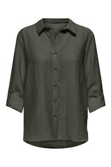 JDY Camisa de linho com manga ajust&aacute;veis cinzento