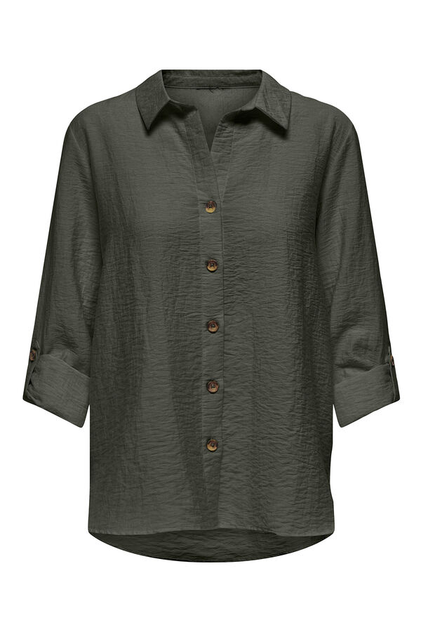 JDY Camisa de linho com manga ajust&aacute;veis cinzento