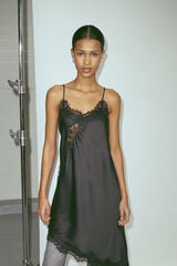 JDY Vestido curto de lingerie preto