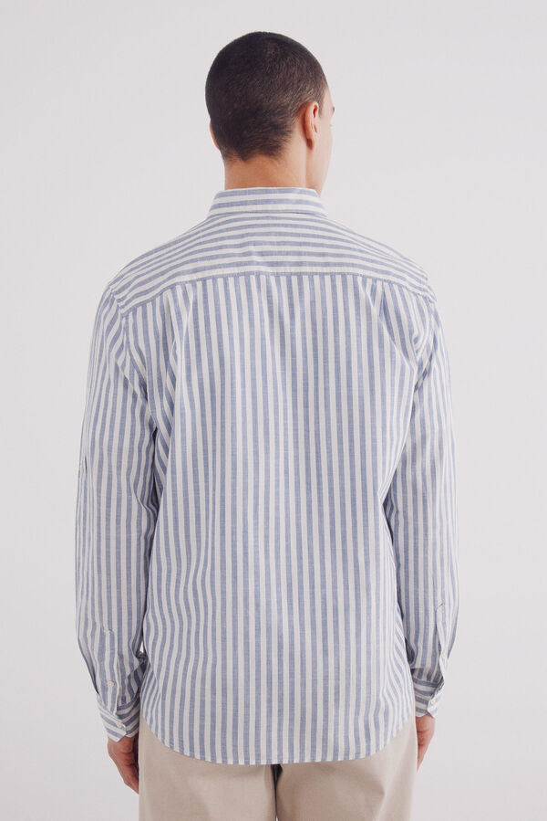Springfield Camisa riscas de algod&atilde;o azul