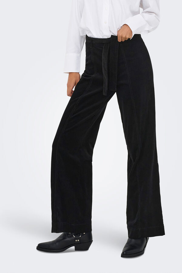 Only Pantal&oacute;n de pana wide leg negro