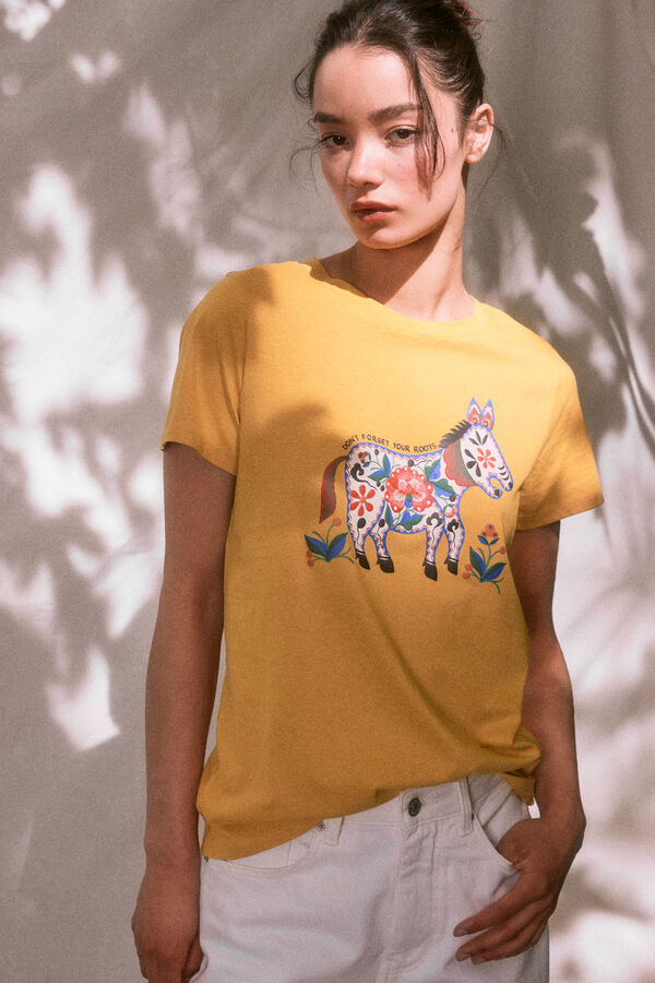 Springfield T-shirt gr&aacute;fico burro "Roots Studio" estampado