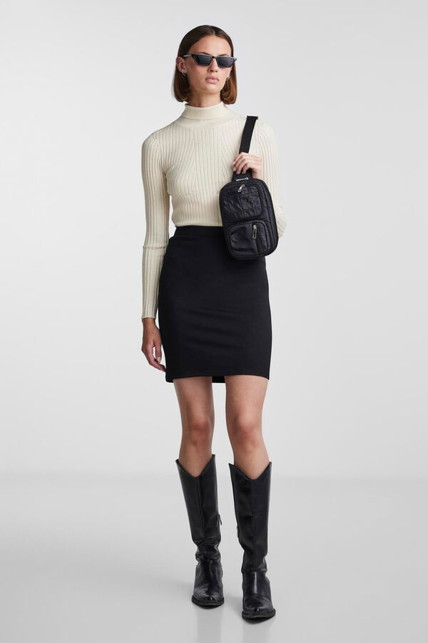 Pieces Saia curta de mulher ajustada preto