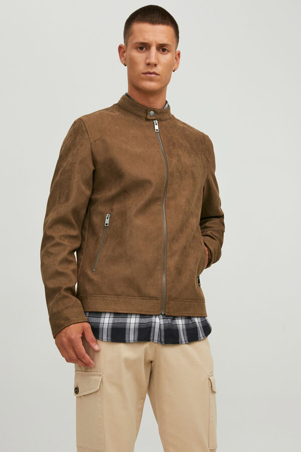 Jack & Jones Chaqueta efecto piel resistente al agua tostado