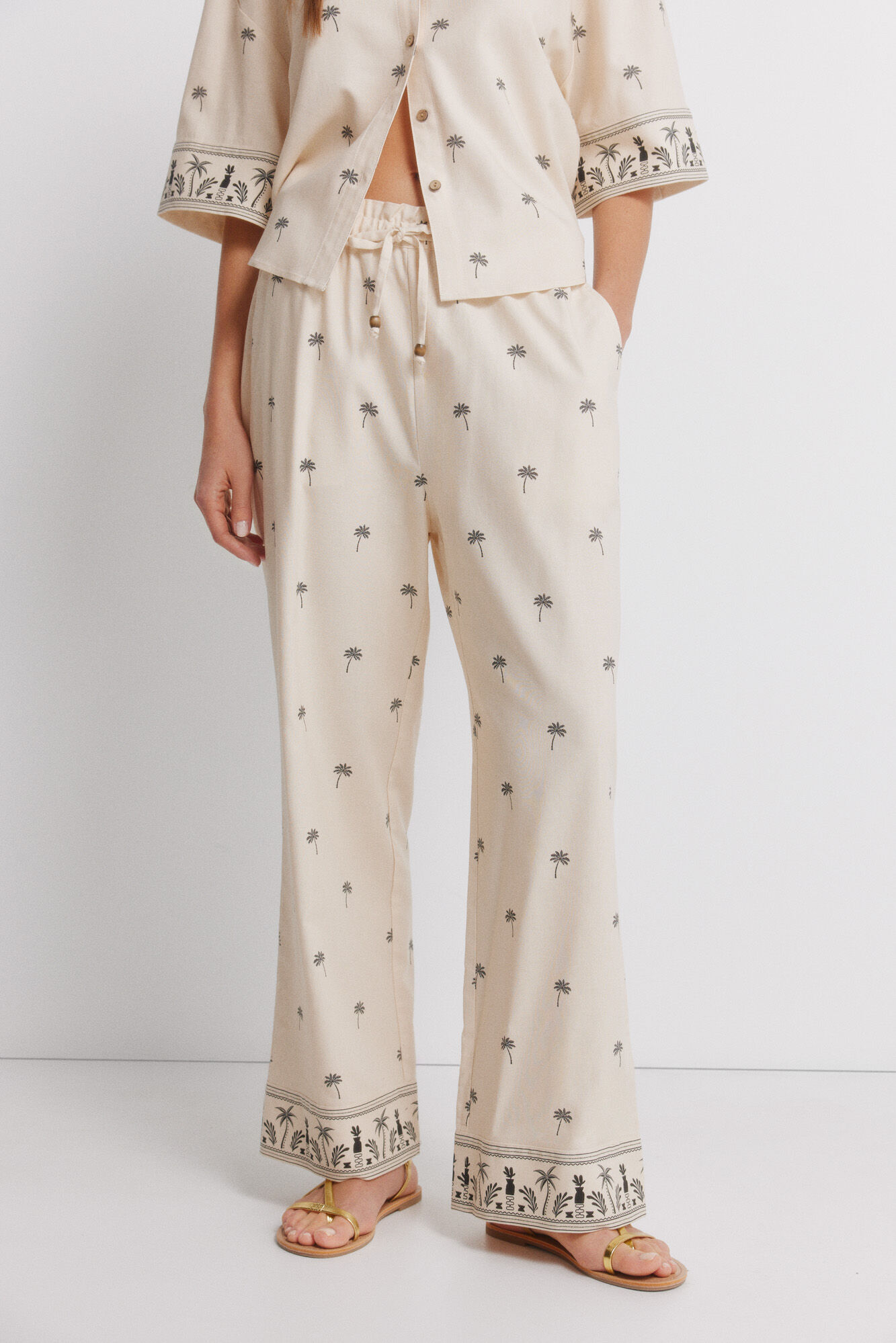 Springfield Cal&ccedil;a de linho estampada