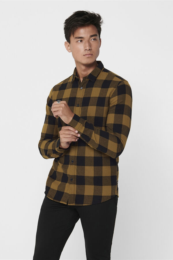 Only & Sons Camisa estampado quadrados cru