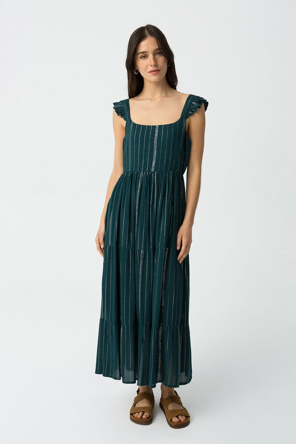 Tiffosi Vestido estampado com folhos verde