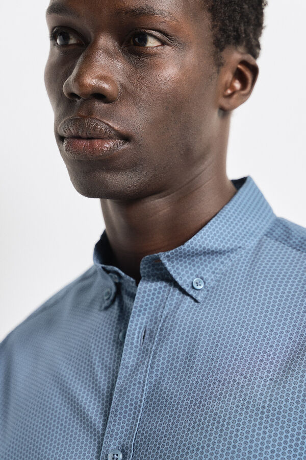 Springfield Camisa social de popelina azul