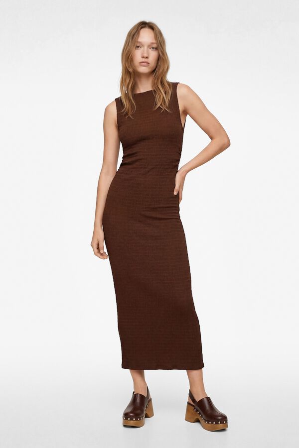 Koton Vestido midi ajustado castanho