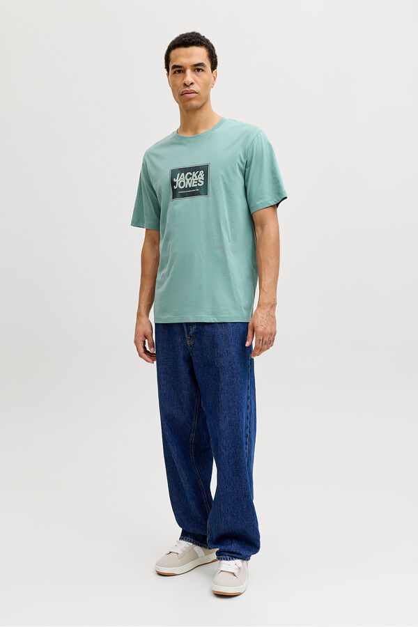 Jack & Jones Camiseta b&aacute;sica con logo turquesa