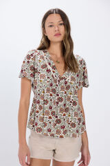 Springfield Blusa fluida escote lace beige