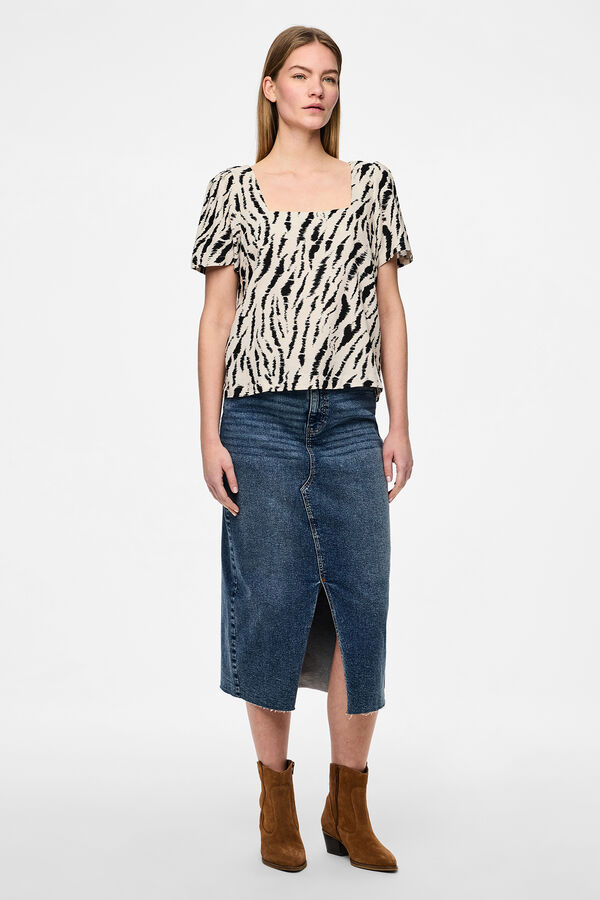 Pieces Blusa estampagem animal bege