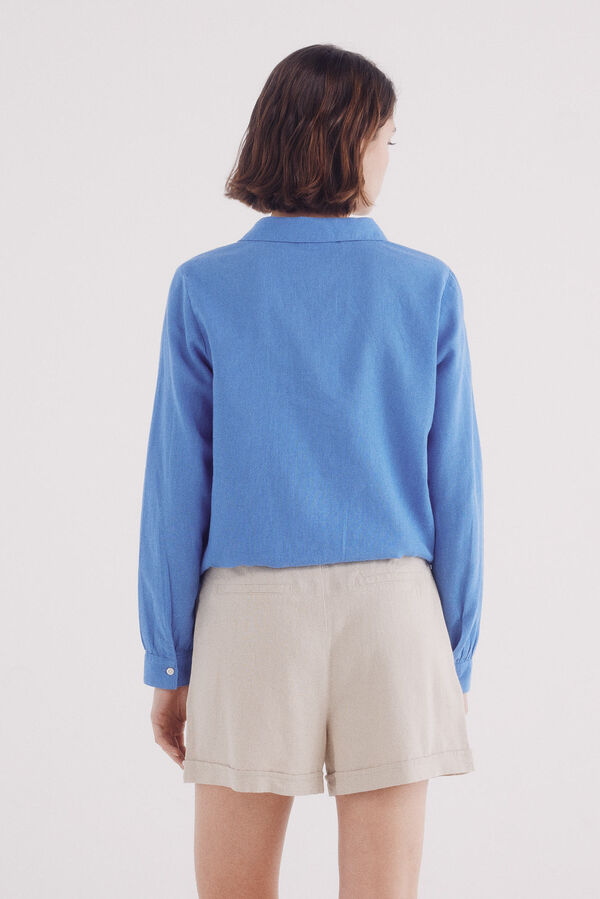 Springfield Shorts de linho com cinto trançado bege